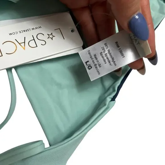 L*SPACE Dani Bottom Full Slate Pool Colorblock Tie Sides Stretch Size Large NEW - Picture 6 of 7